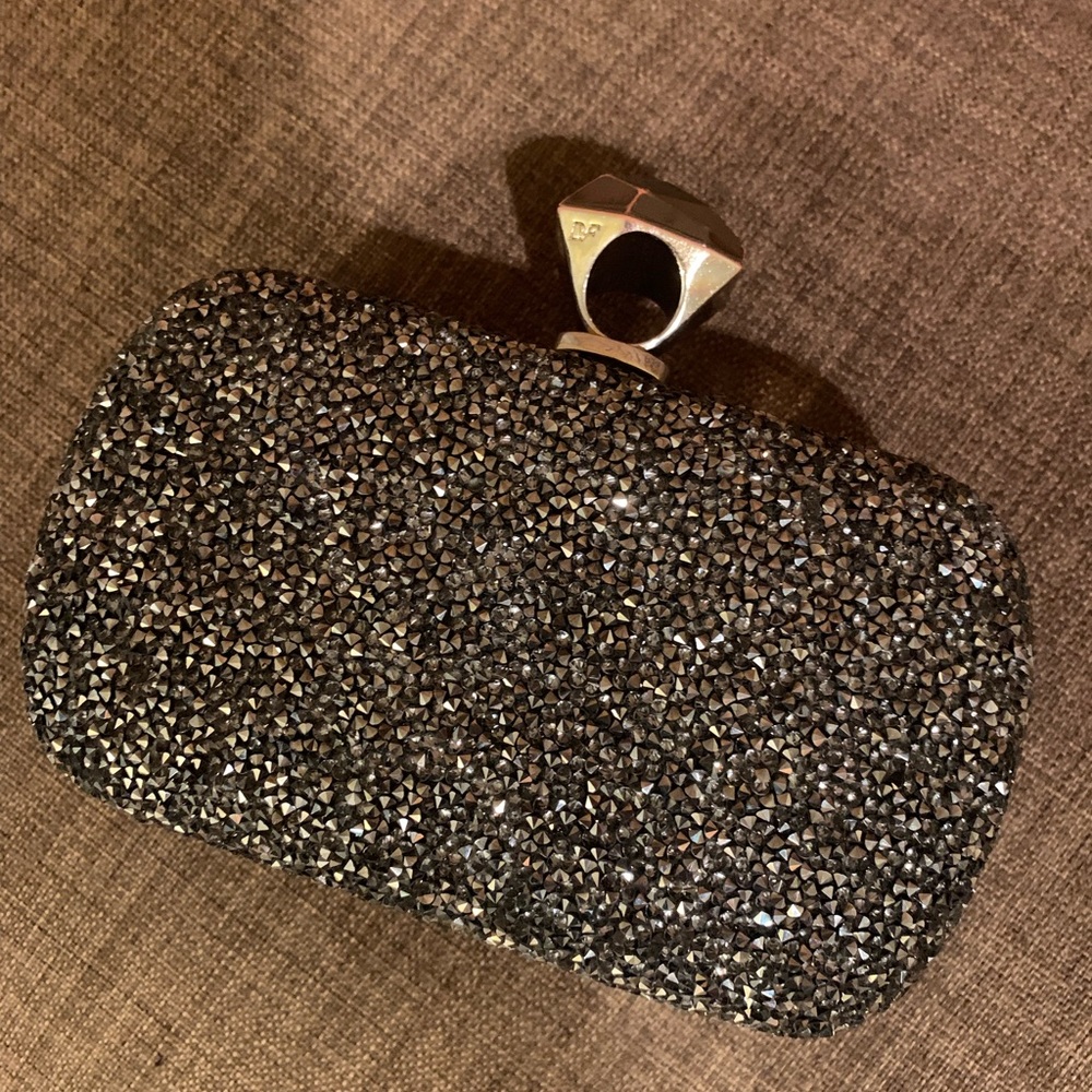 DVF sparkly crystal hard clutch (with chain)
